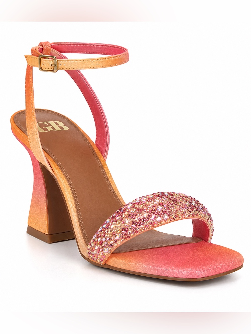 Gianni Bini Pink and Orange Beaded Ankle-Strap Sandal